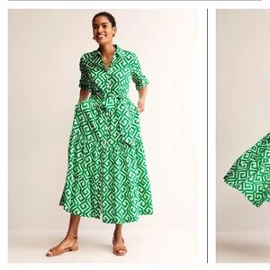 BODEN Flo Maze Print Tiered Maxi Shirt Dress Size  12R